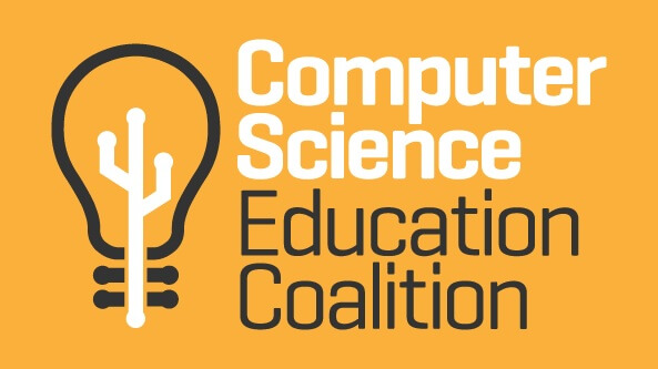 A graphic featuring an illustration of a light bulb with text reading, "Computer Science Education Coalition" beside it.