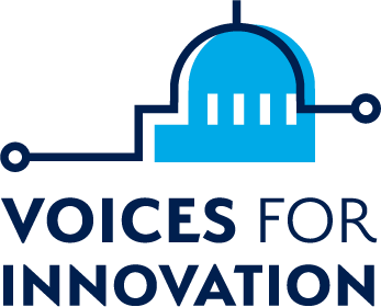Voices For Innovation logo. The logo shows a blue illustration of the Capitol and reads VOICES FOR INNOVATION underneath.