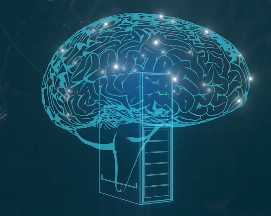 An image representing artificial intelligence with a brain and a supercomputer. Created by the USGS Earth Resources Observation and Science (EROS) Center.