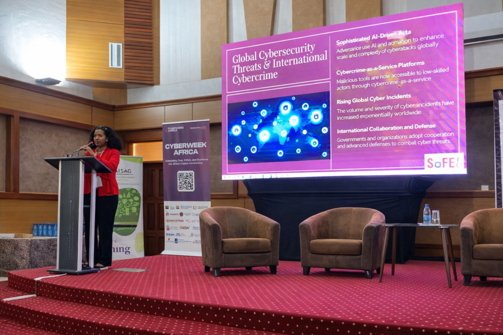 Madinah Ali speaks at Cyberweek Africa.